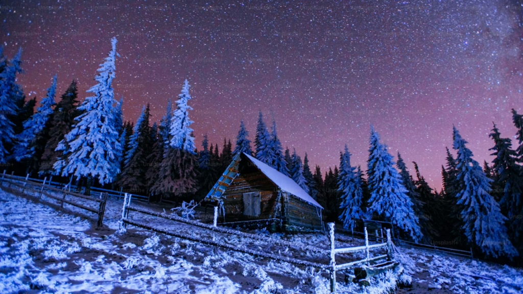 星空とログハウス